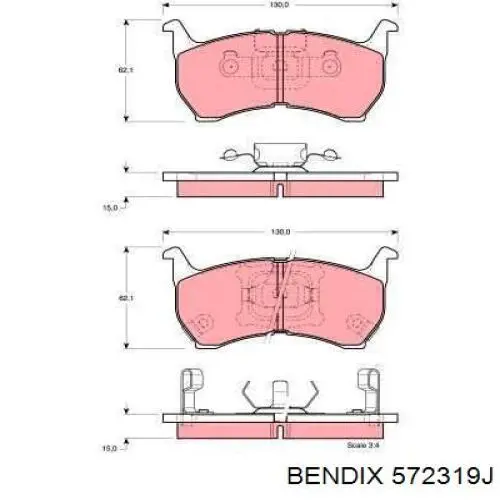 Передние тормозные колодки 572319J Jurid/Bendix