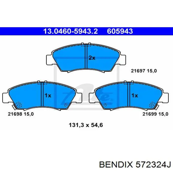 Передние тормозные колодки 572324J Jurid/Bendix