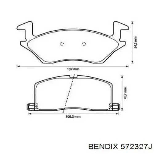 Передние тормозные колодки 572327J Jurid/Bendix