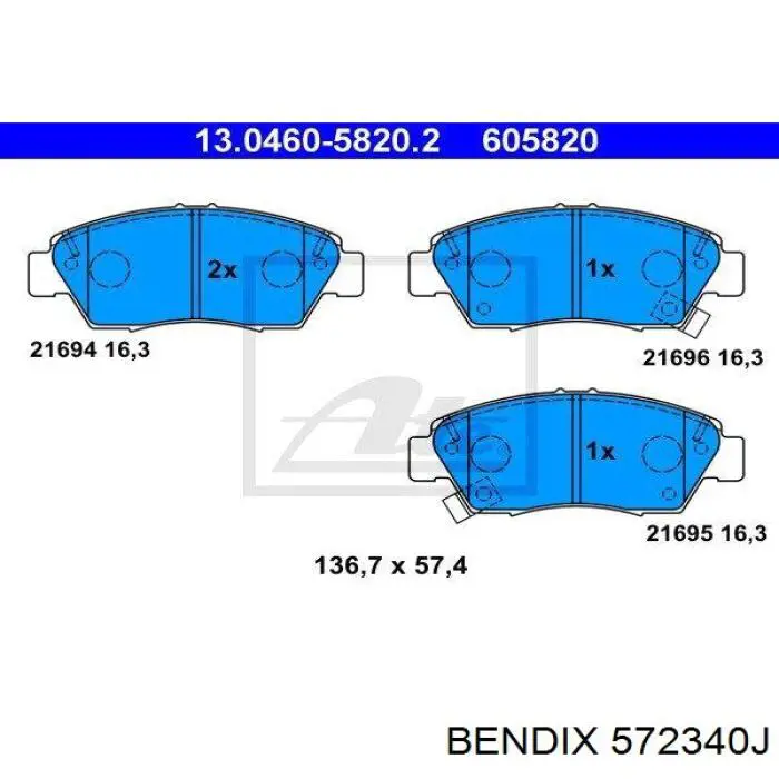 Тормозные колодки Jurid/Bendix 572340J