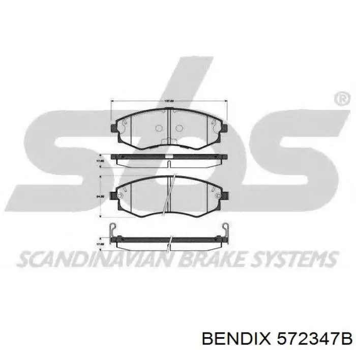 Передние тормозные колодки 572347B Jurid/Bendix