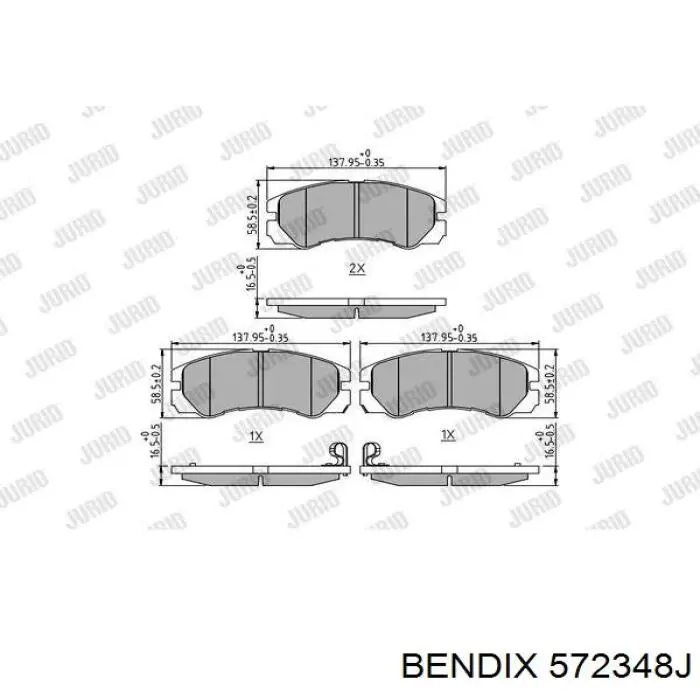 Передние тормозные колодки 572348J Jurid/Bendix