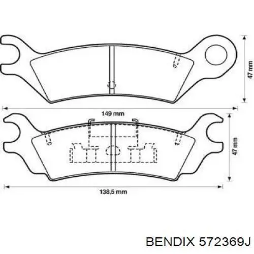 572369J Jurid/Bendix колодки тормозные задние дисковые