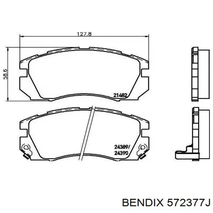 Передние тормозные колодки 572377J Jurid/Bendix