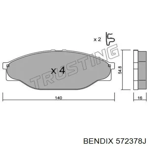 Передние тормозные колодки 572378J Jurid/Bendix