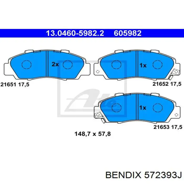 Передние тормозные колодки 572393J Jurid/Bendix