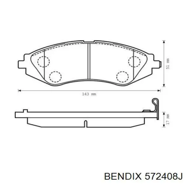 Передние тормозные колодки 572408J Jurid/Bendix