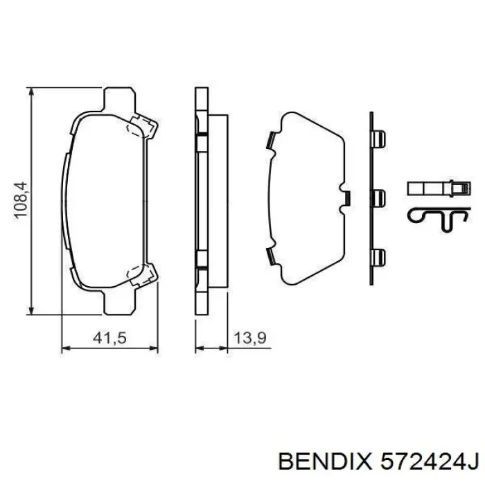 Задние тормозные колодки 572424J Jurid/Bendix