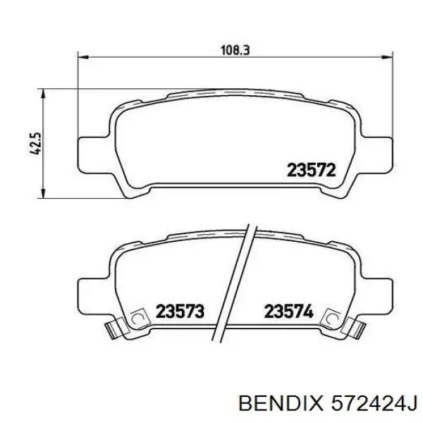 Задние тормозные колодки 572424J Jurid/Bendix