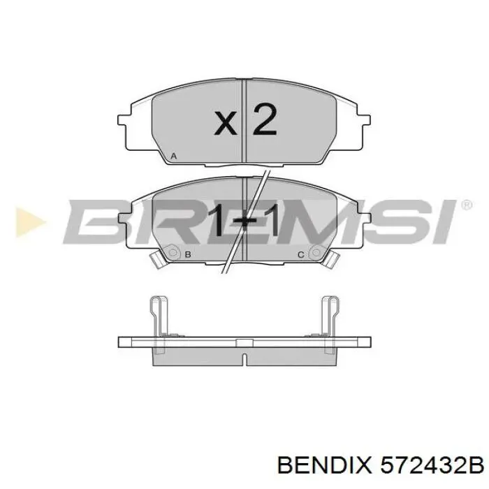 Передние тормозные колодки 572432B Jurid/Bendix