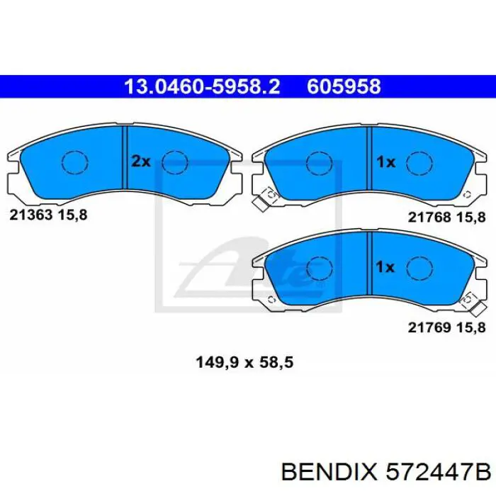 572447B Jurid/Bendix колодки тормозные передние дисковые