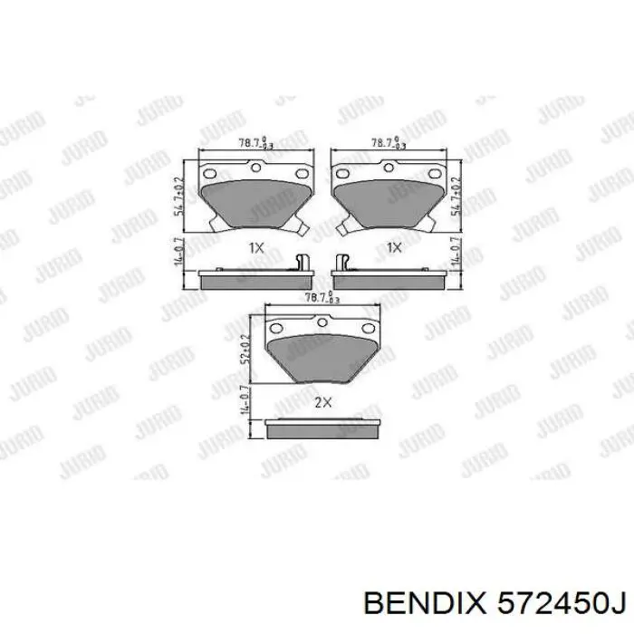 Задние тормозные колодки 572450J Jurid/Bendix