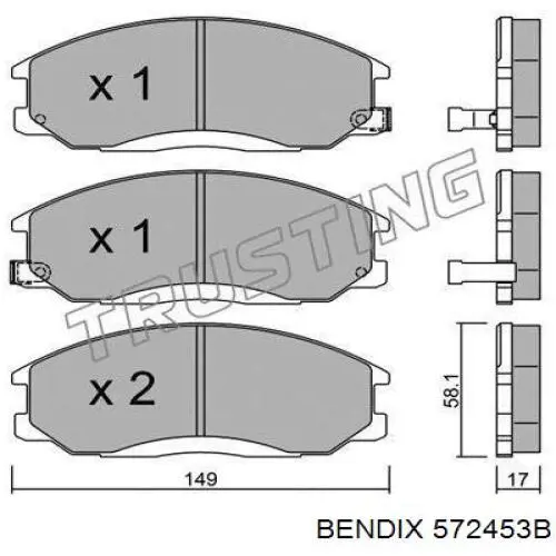 Передние тормозные колодки 572453B Jurid/Bendix