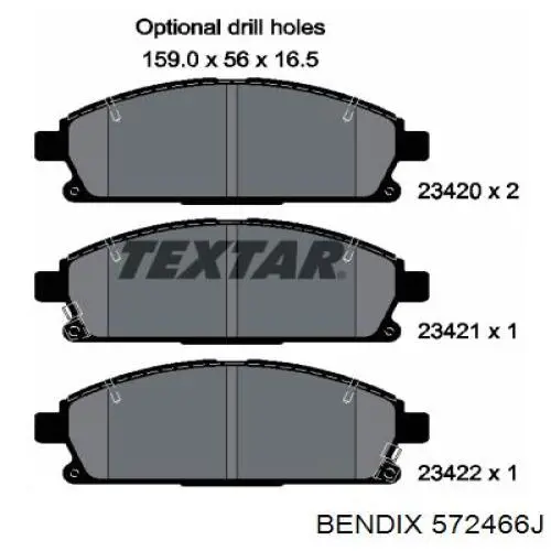 Передние тормозные колодки 572466J Jurid/Bendix
