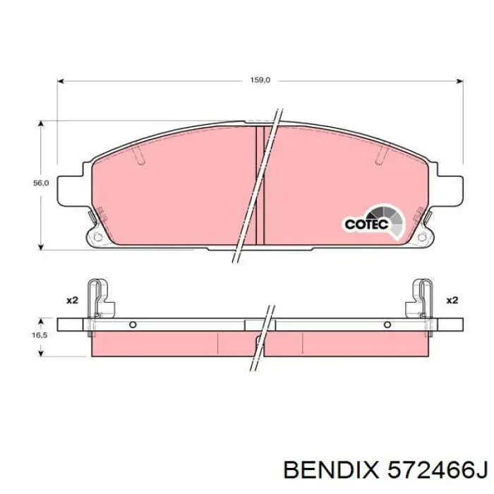 Колодки гальмівні передні, дискові 572466J Jurid/Bendix