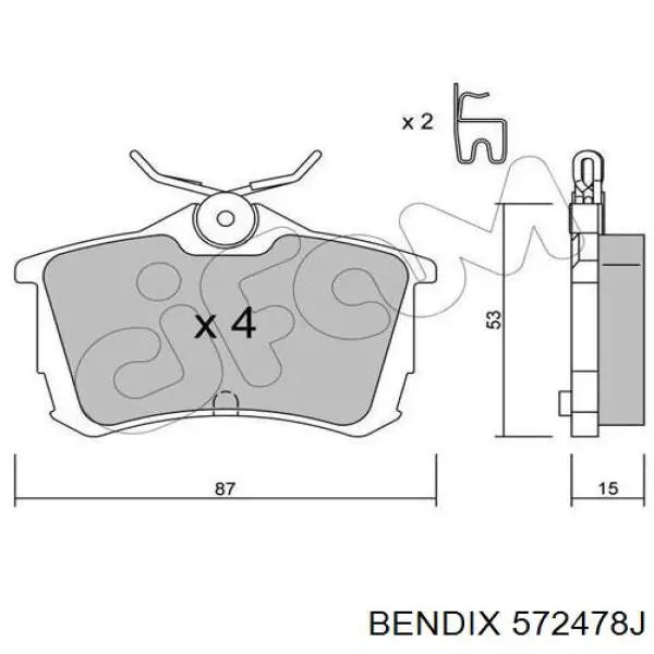 Задние тормозные колодки 572478J Jurid/Bendix