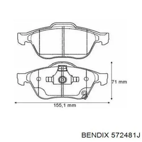 Передние тормозные колодки 572481J Jurid/Bendix