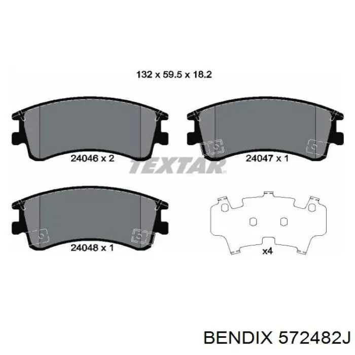 Передние тормозные колодки 572482J Jurid/Bendix