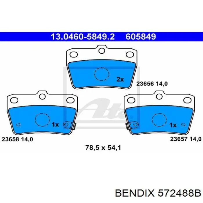 Задние тормозные колодки 572488B Jurid/Bendix