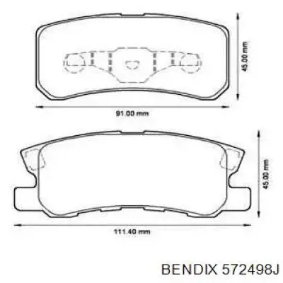572498J Jurid/Bendix колодки тормозные задние дисковые