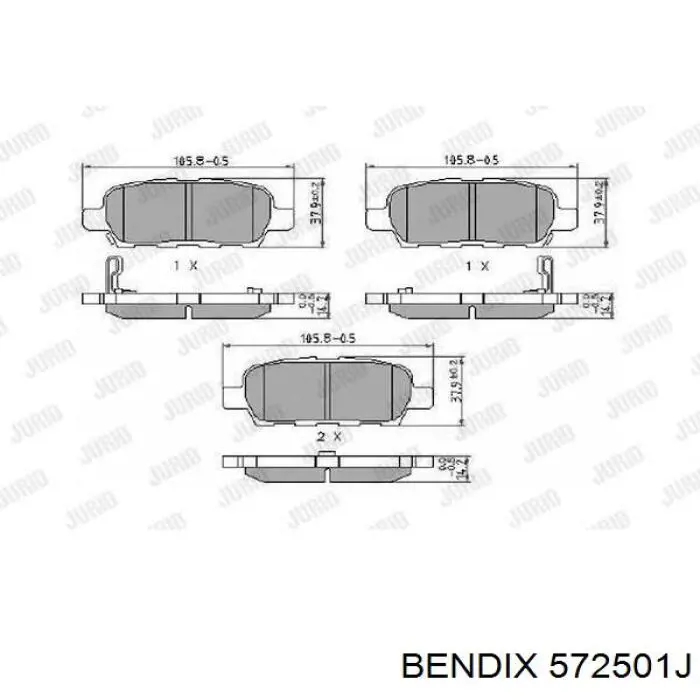 Колодки дисковые  Jurid/Bendix 572501J цена, от 23.04 USD