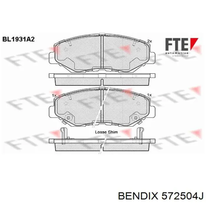 Тормозные колодки Jurid/Bendix 572504J