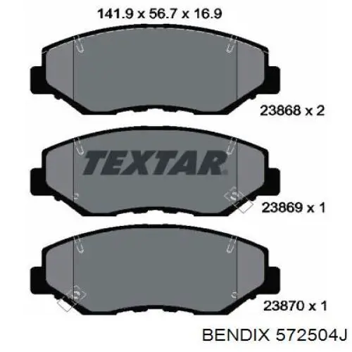 Передние тормозные колодки 572504J Jurid/Bendix