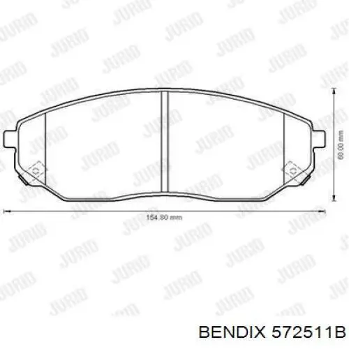 Передние тормозные колодки 572511B Jurid/Bendix