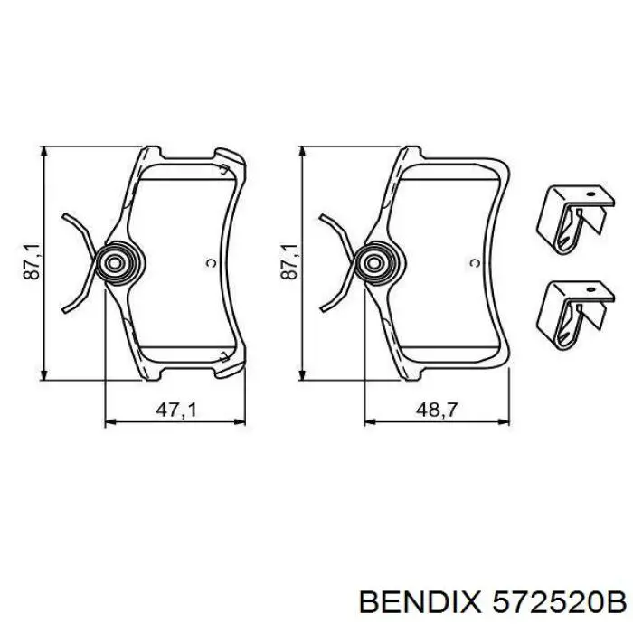 Задние тормозные колодки 572520B Jurid/Bendix