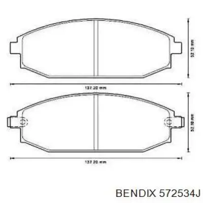 Передние тормозные колодки 572534J Jurid/Bendix