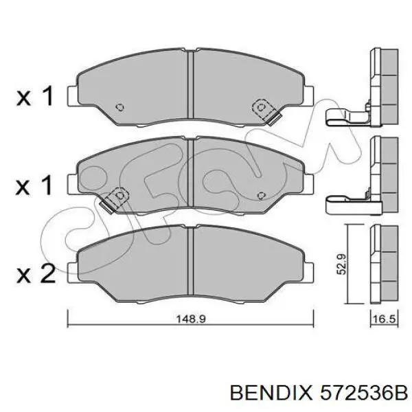 Передние тормозные колодки 572536B Jurid/Bendix