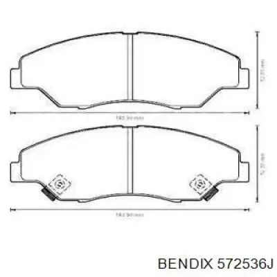 Передние тормозные колодки 572536J Jurid/Bendix