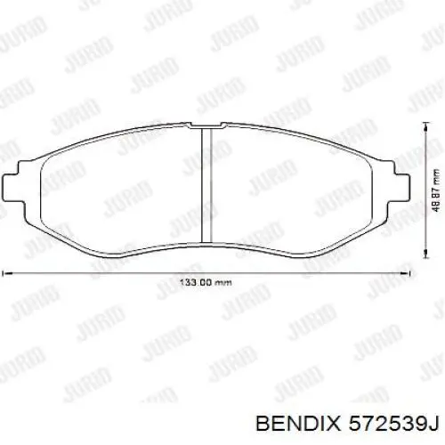 Колодки гальмівні передні, дискові 572539J Jurid/Bendix