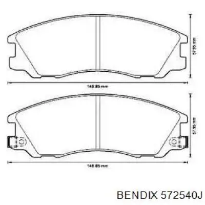 Передние тормозные колодки 572540J Jurid/Bendix