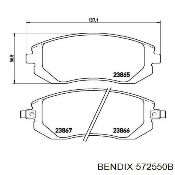 Передние тормозные колодки 572550B Jurid/Bendix