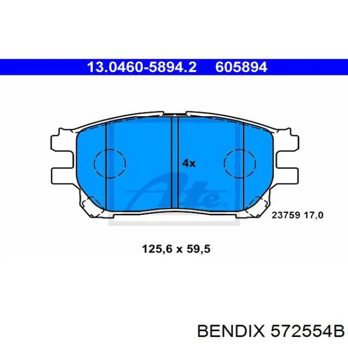 572554B Jurid/Bendix Колодки передние