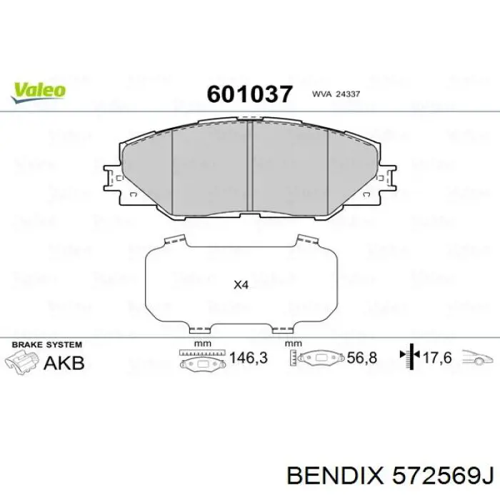 572569J Jurid/Bendix Колодки передние