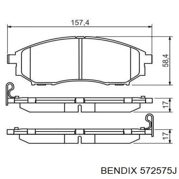 Передние тормозные колодки 572575J Jurid/Bendix
