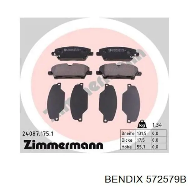 572579B Jurid/Bendix Колодки передние