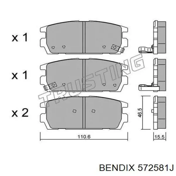 Задние тормозные колодки 572581J Jurid/Bendix