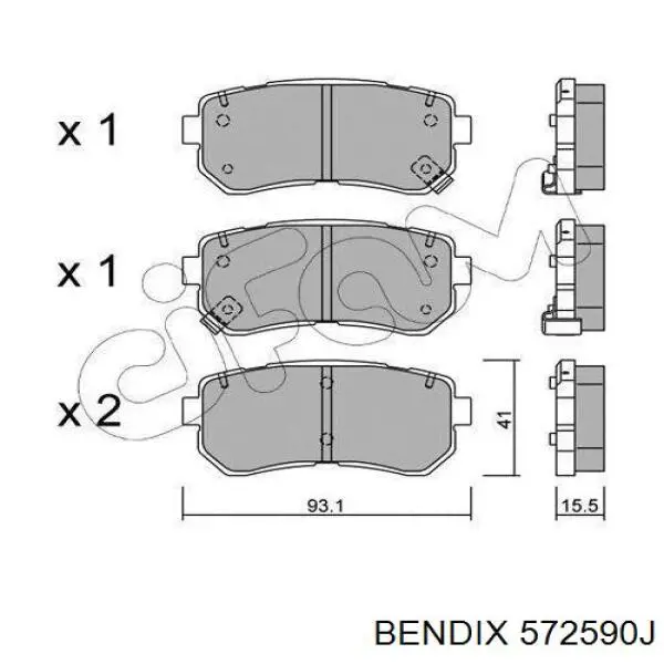 Задние дисковые колодки Jurid/Bendix 572590J