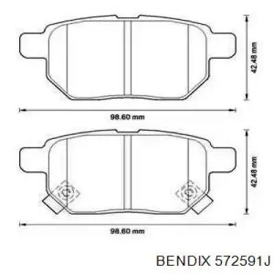 Задние тормозные колодки 572591J Jurid/Bendix