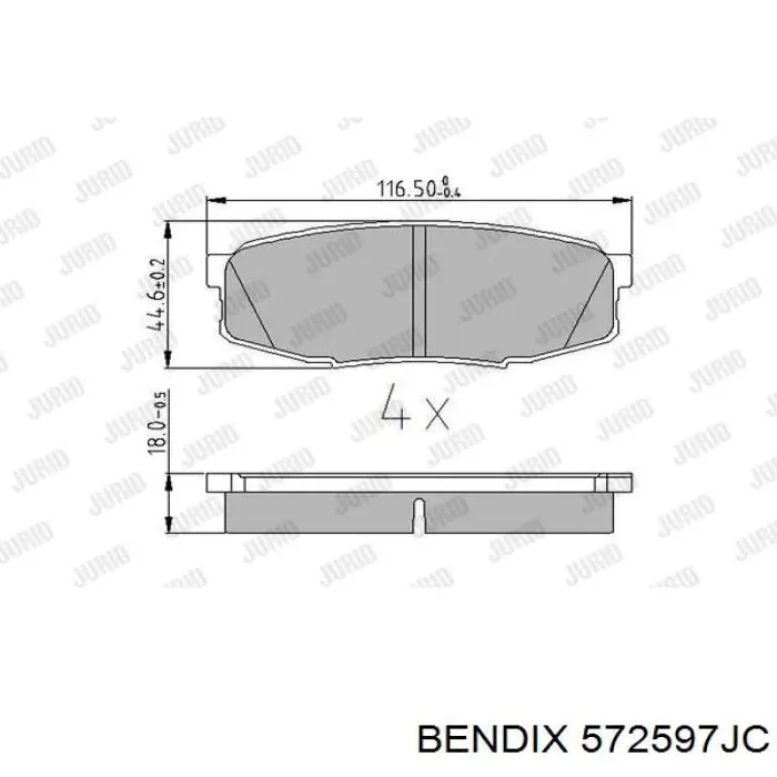 572597JC Jurid/Bendix sapatas do freio traseiras de disco