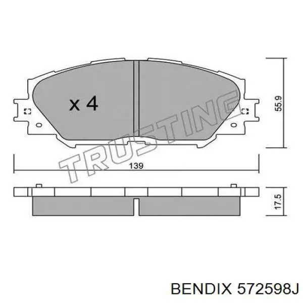 Передние тормозные колодки 572598J Jurid/Bendix