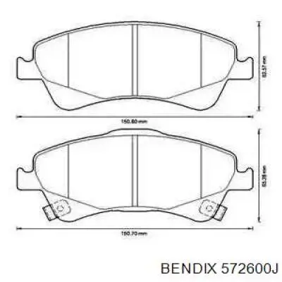 572600J Jurid/Bendix колодки тормозные передние дисковые