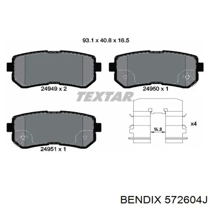 Колодки дисковые  Jurid/Bendix 572604J цена, от 21.20 USD