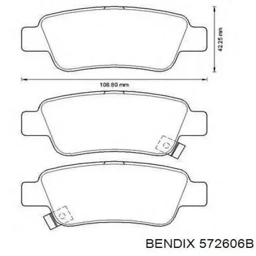 Задние тормозные колодки 572606B Jurid/Bendix