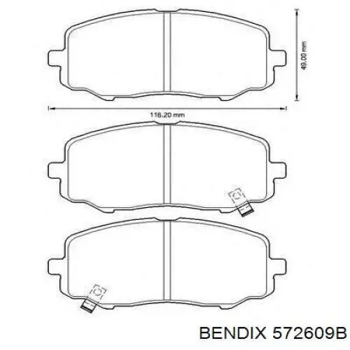 572609B Jurid/Bendix колодки тормозные передние дисковые