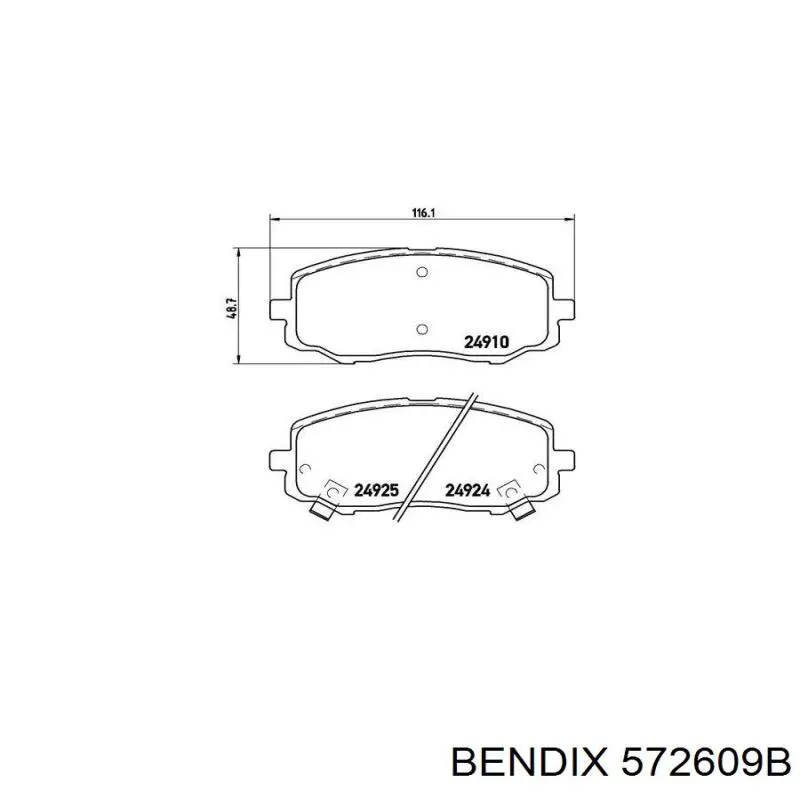 Передние тормозные колодки 572609B Jurid/Bendix