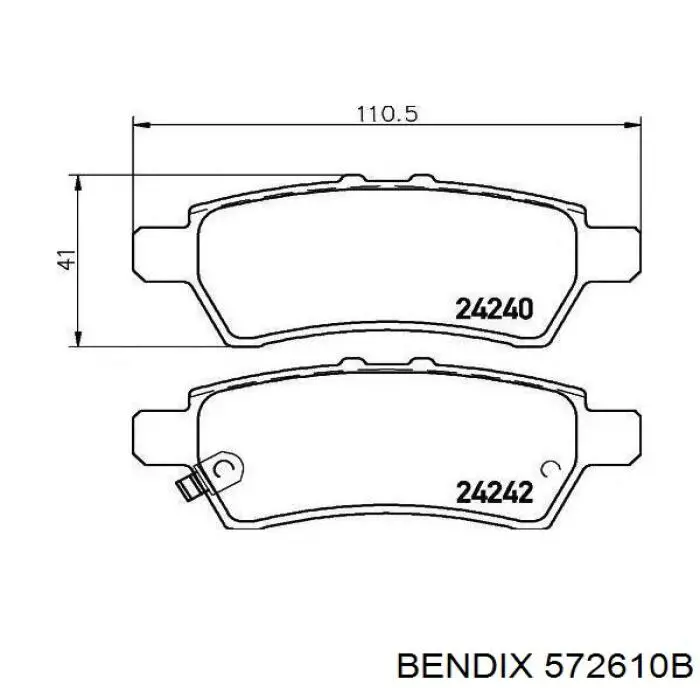 Задние тормозные колодки 572610B Jurid/Bendix